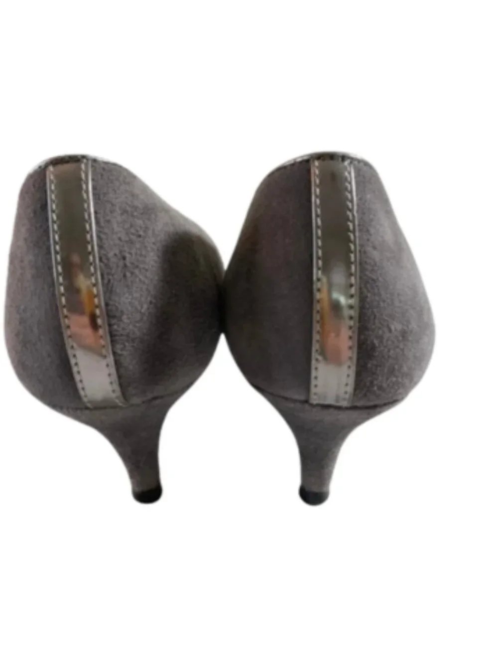 Talbots Metallic Pointed Toe Cap Gray Suede 2